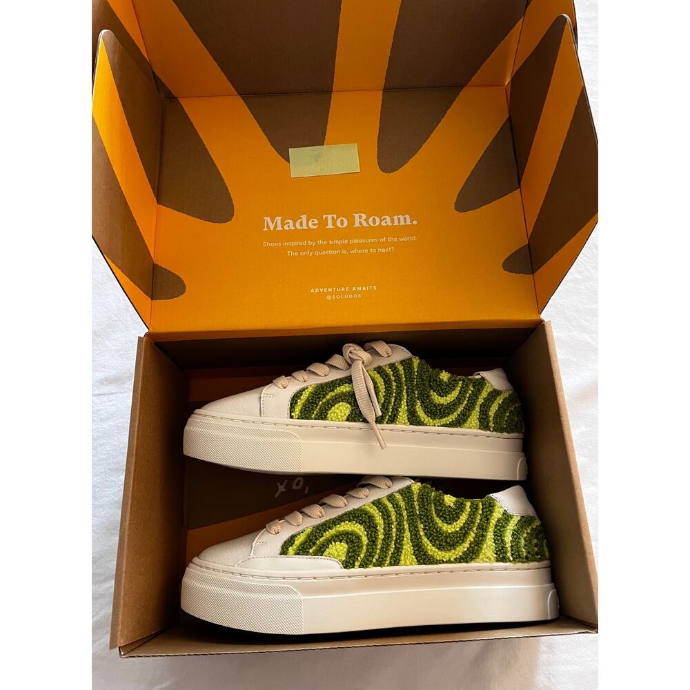 Soludos Women's Ibiza platform psychedelic spiral forest green 6.5.  New in box
